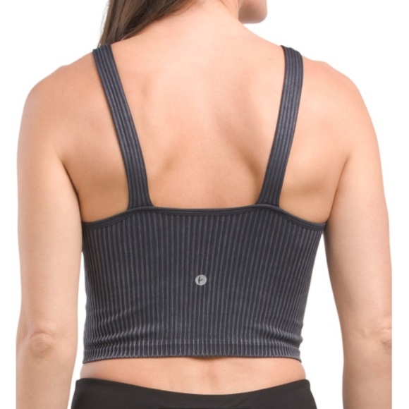 NWTS 90 DEGREE BY REFLEX Black Stone Wash Seamless Alamo Bra Tank. Women’s Large - Picture 2 of 4